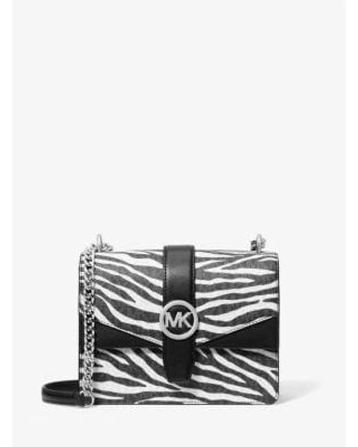 Michael Kors Greenwich Small Print Logo Crossbody Tote Chain Bag Black/white $498