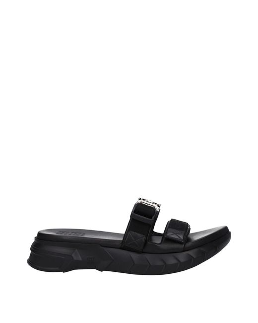 Givenchy Black Buckle Strap Leather Sandals for men