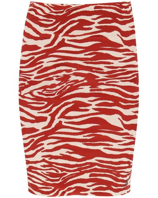 The Attico Red "Mini Animal Print Skirt