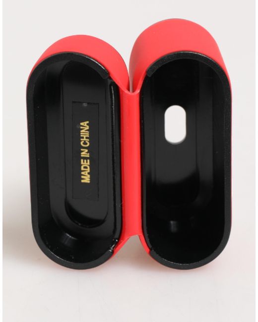 Dolce & Gabbana Red Pvc Dg Logo Embossed Men Flip Holder Airpods Case