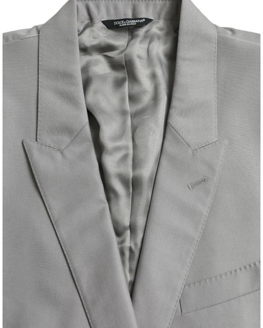 Dolce & Gabbana Gray Wool Peak Single Breasted Coat Blazer for men