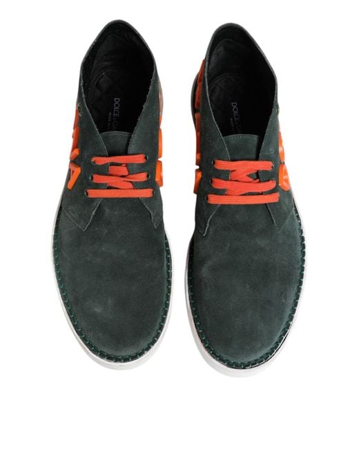 Dolce & Gabbana Blue Suede Ankle Sneakers for men