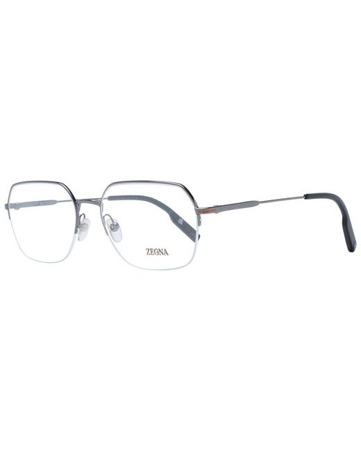 Zegna Metallic Gray Metal Glasses (frames) for men