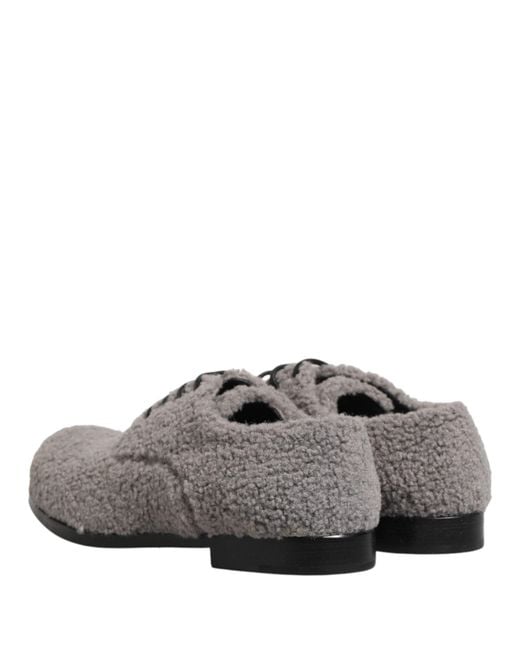 Dolce & Gabbana Gray Fleece Lace Up Men Derby Dress Shoes for men