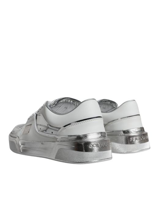 Dolce & Gabbana Gray Leather Low Top Sneakers Shoes