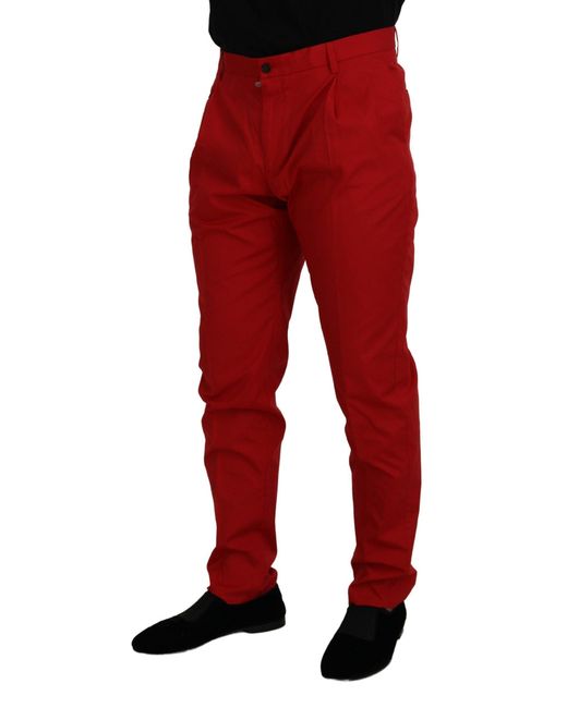 Dolce & Gabbana Red Elegant Slim Fit Crimson Chinos for men