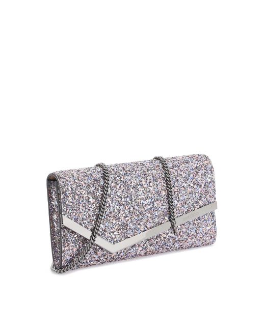 Jimmy Choo Gray Glittered Emmie Clutch