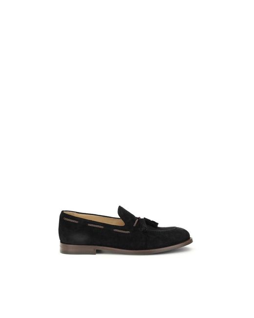 Brunello Cucinelli Black Calf Leather Bos Taurus Slip for men