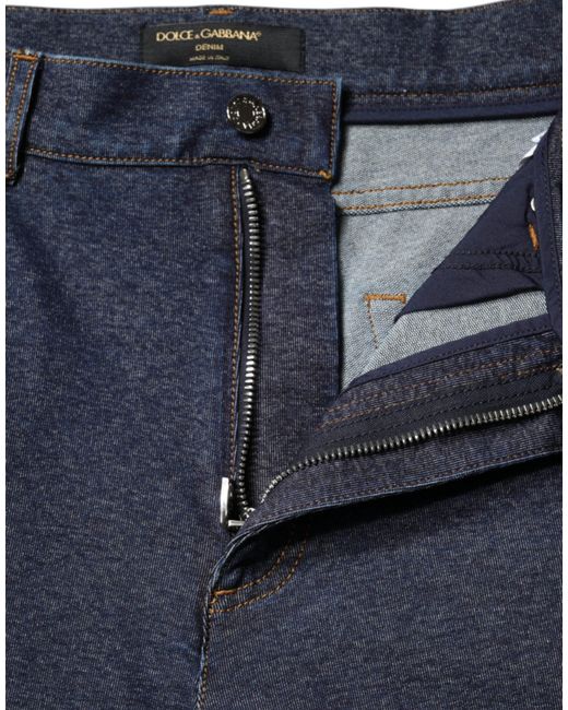 Dolce & Gabbana Blue Dark Cotton Stretch Straight Denim Jeans