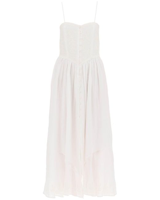 Isabel Marant White "erika Dress With Embroidered Bodice