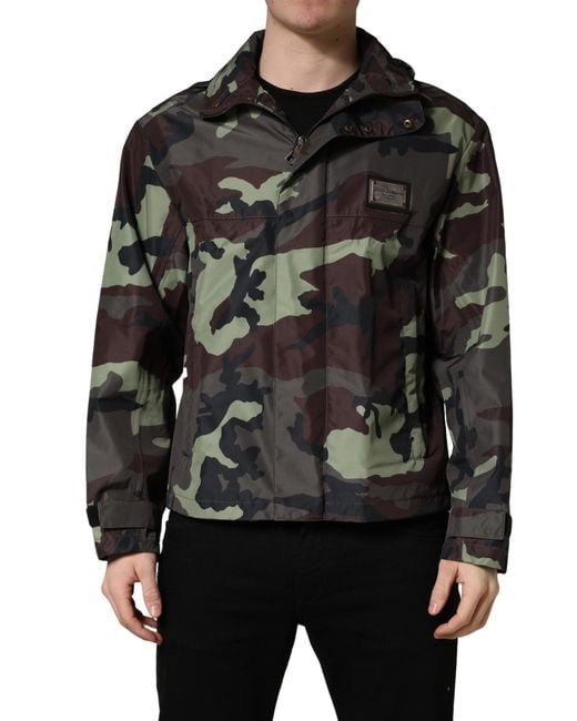 Dolce & Gabbana Black Camouflage Hooded Bomber Jacket Nylon Polyester Clothing for men
