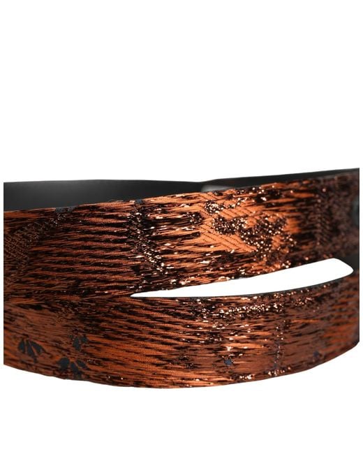 Dolce & Gabbana Brown Classic Polyester Metal Buckle Belt Me Calf Leather for men