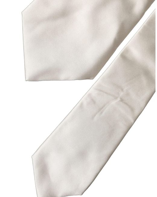 Dolce & Gabbana White Solid Silk Adjustable 'Sd Neckwomen's Tie
