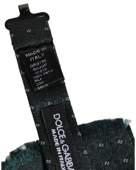 Dolce & Gabbana Black Men Green Patterned Adjustable Neck Papillon Bow Tie for men