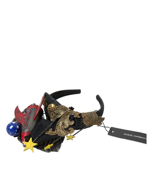 Dolce & Gabbana Black Missile Rocket Crystal Stars Headband Diadem