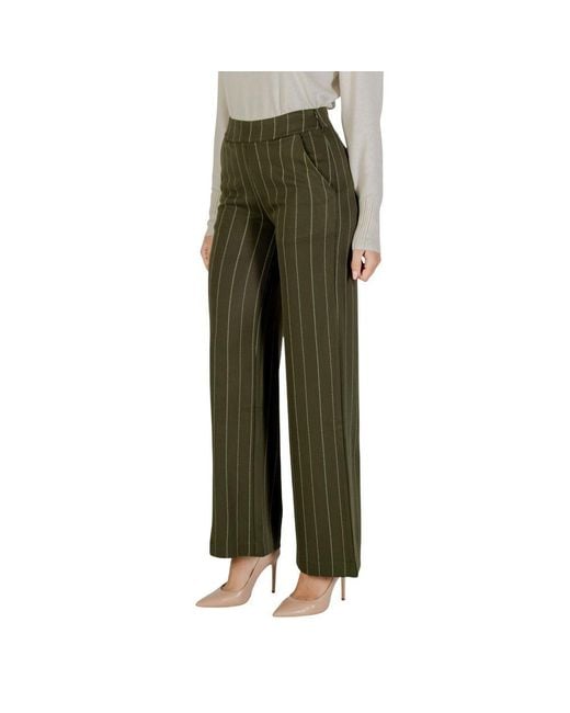 Ichi Green Bicolor Viscose Casual Pants