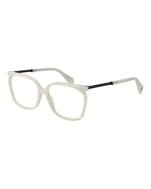 Yohji Yamamoto Metallic White Plastic Glasses (frames) for men