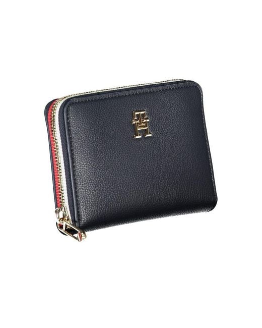 Tommy Hilfiger Blue Sleek Multipurpose Wallet With Zip Closure