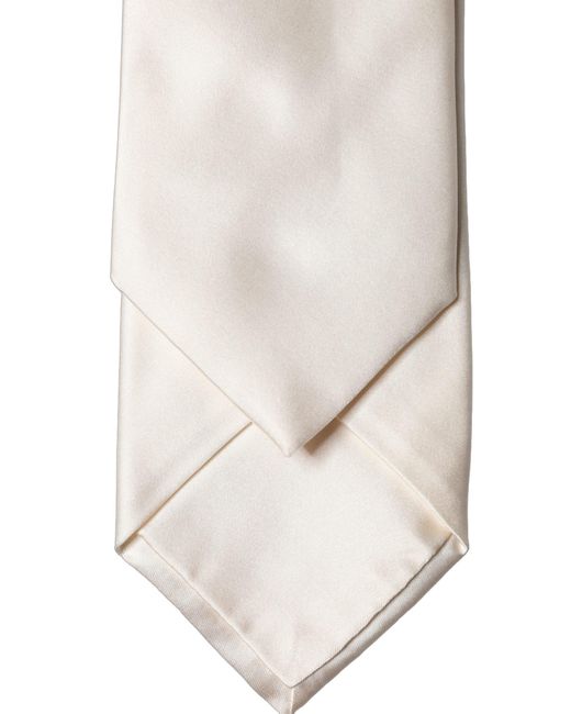Dolce & Gabbana White Satin Silk Adjustable Tied Necktie Tie