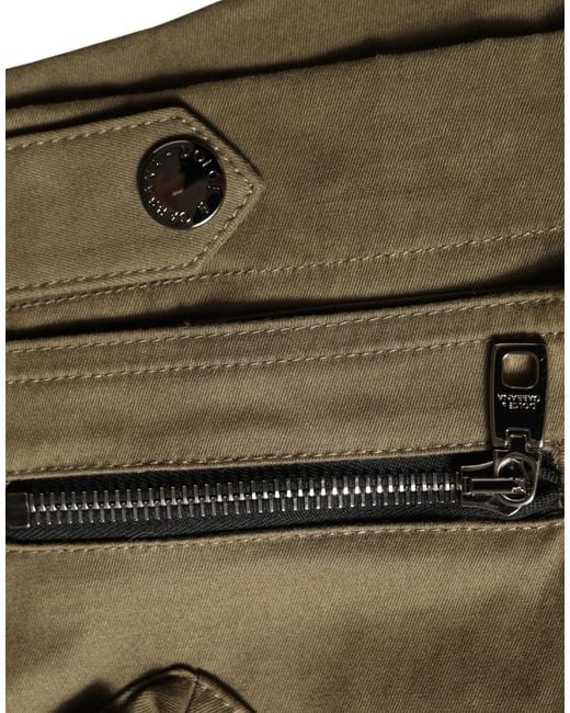 Dolce & Gabbana Green Cotton Mid Rise Cargo Hot Pants Shorts