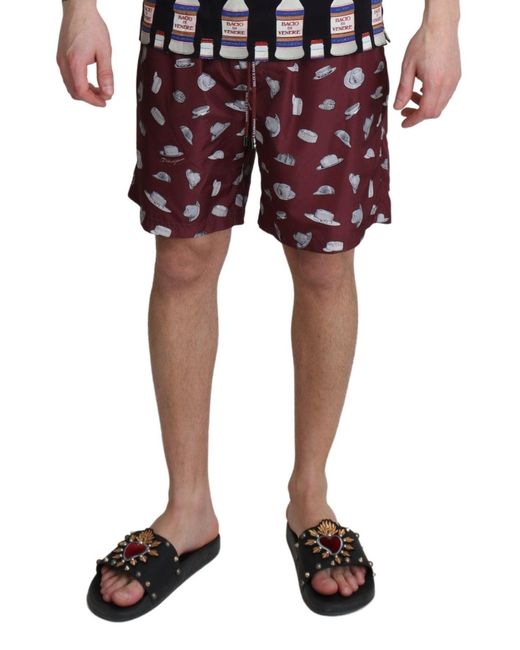 Dolce & Gabbana Red Elegant Beachwear Trunks for men