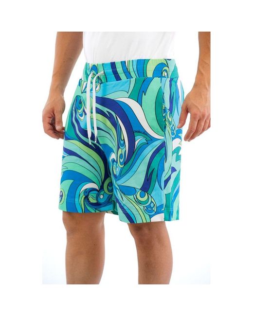 Moschino Blue Multicolor Cotton Bermuda Shorts for men