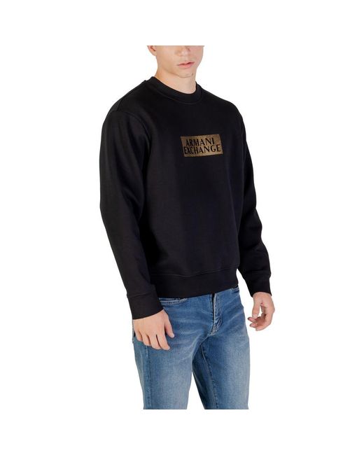 ARMANI EXCHANGE Black Bicolor Cotton Sweatshirt for men