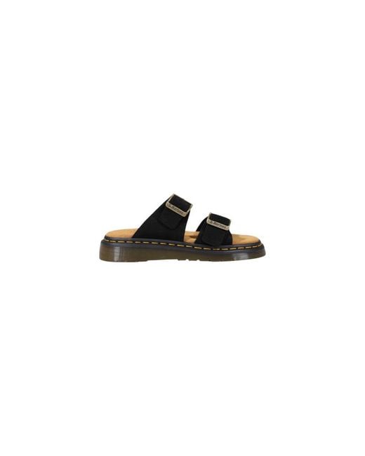 Dr. Martens Black Leather Flat Sandals for men