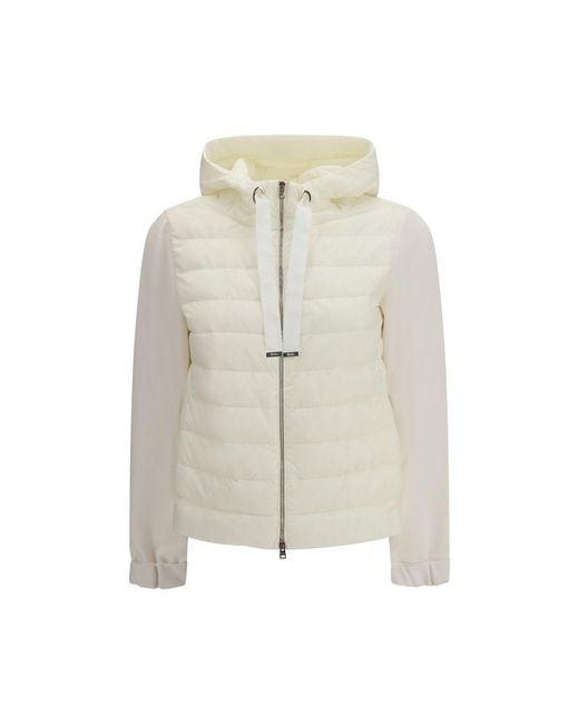 Herno White Beige Polyester Biker Jacket