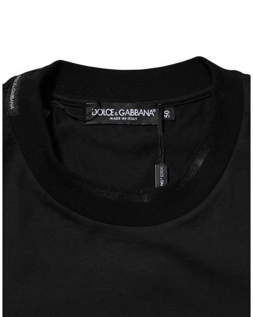 Dolce & Gabbana Black Cotton Embroidered Dg Logo Pocket T-Shirt for men