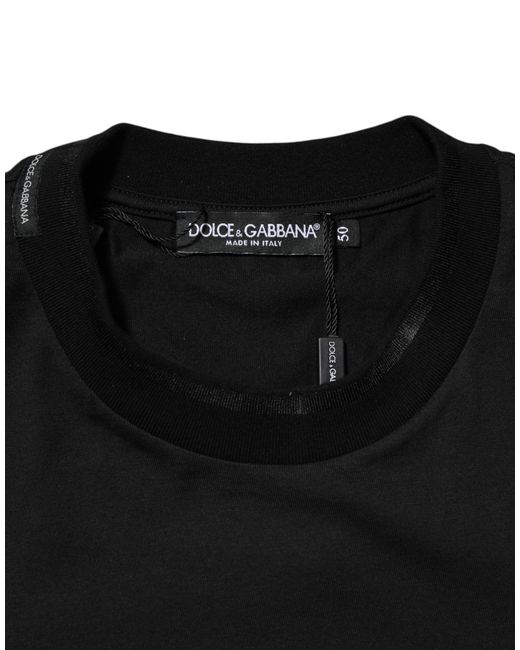 Dolce & Gabbana Black Cotton Embroidered Dg Logo Pocket T for men