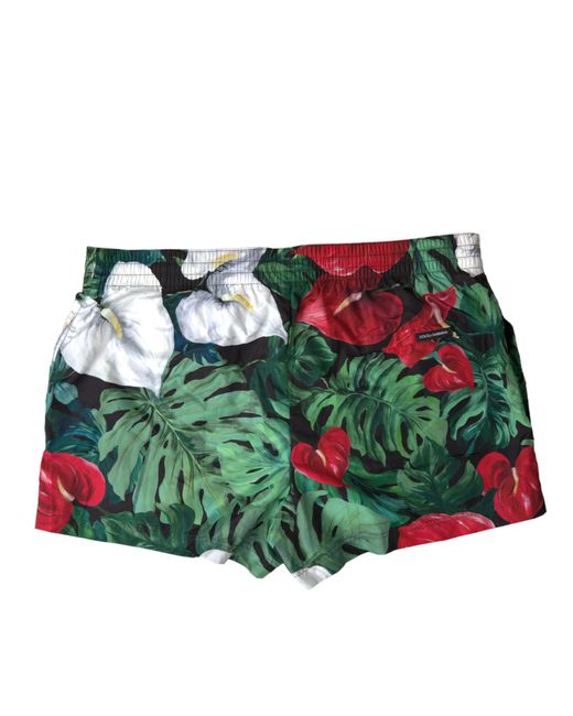 Dolce & Gabbana Green Multicolor Printed Swimming Beachwear Swimwear for men