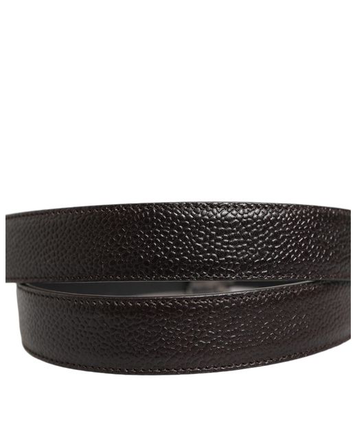 Dolce & Gabbana Black Brown Calf Leather Vintage Style Silver Buckle Belt for men