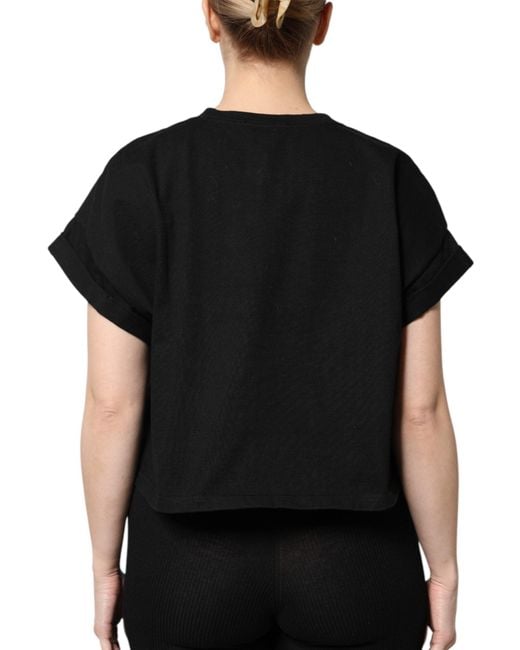 Dolce & Gabbana Black Cotton Printed Short Sleeves T for men