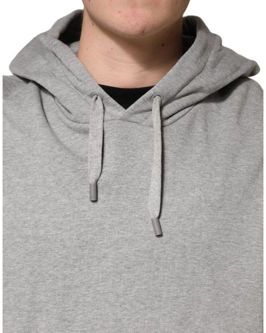 Dolce & Gabbana Gray Cotton Hooded Sweatshirt Sweater for men