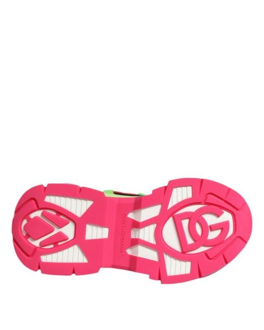 Dolce & Gabbana Pink Multicolor Leather Airmaster Low Top Sneaker Shoes