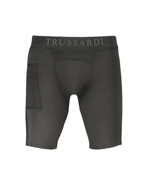 Trussardi Gray Black Polyester Men's Workout Legging for men