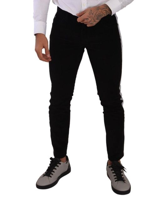 Dolce & Gabbana Black Elegant Slim-Fit Cotton Jeans for men