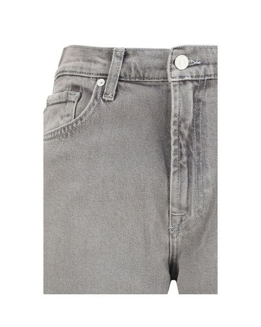 7FOR Gray Cotton Relaxed Fit Jeans
