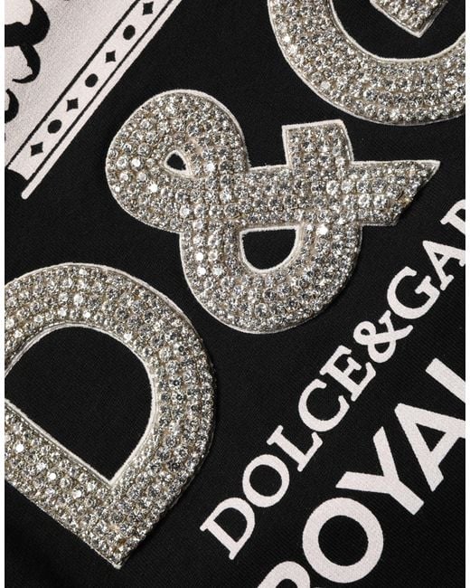 Dolce & Gabbana Black Embellished Cotton Sweatshirt Sweater for men