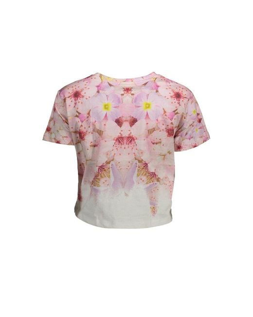 Desigual Pink Chic Embroidered Cotton Tee