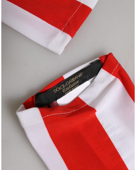 Dolce & Gabbana Red Stripes Nylon Elbow Length Gloves And Elastane
