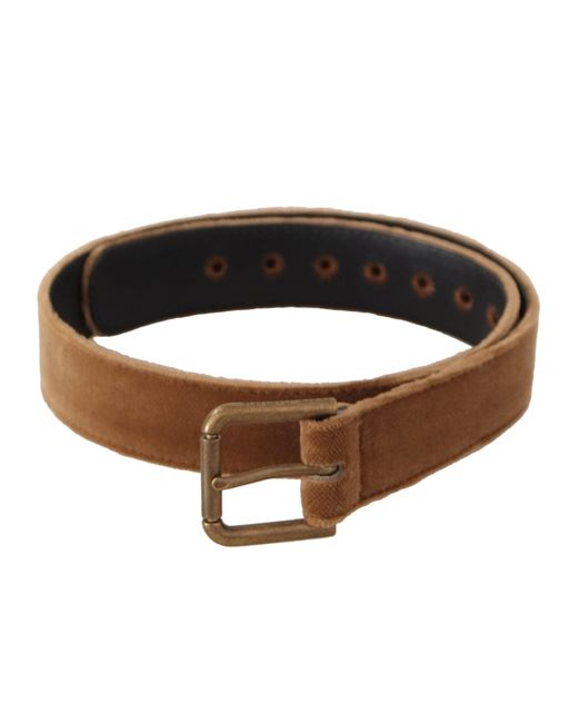 Dolce & Gabbana Brown Elegant Engraved Buckle Leather Belt