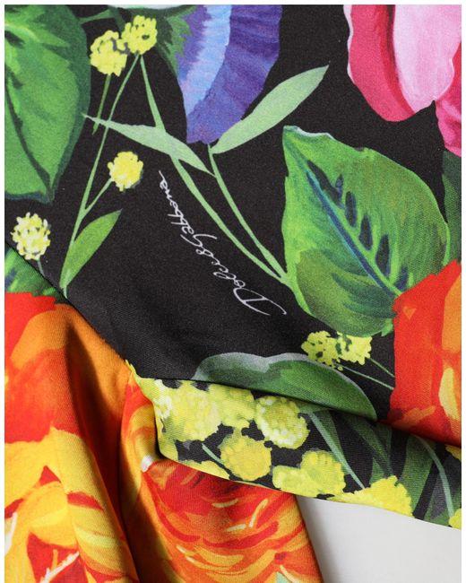 Dolce & Gabbana Yellow Multicolor Floral Stretch Jersey Leggings Pants