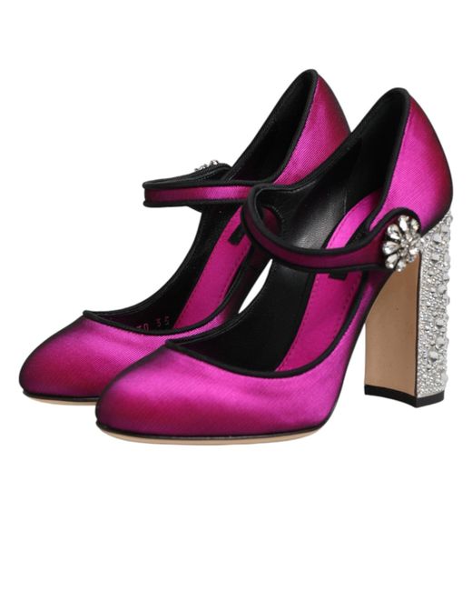 Dolce & Gabbana Purple Pink Strass Mary Janes Heels Pumps Shoes