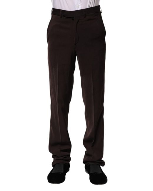 Bencivenga Black Dark Brown Mid Waist Dress Formal Pants for men