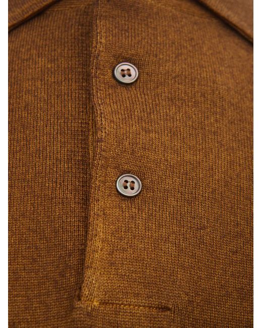 Gran Sasso Brown Wool Long Sleeves Polo Sweater for men