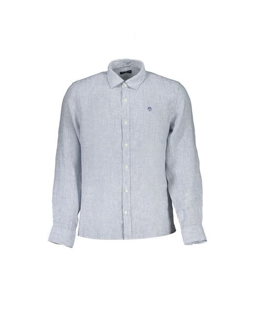 North Sails Blue Linen Shirt for men
