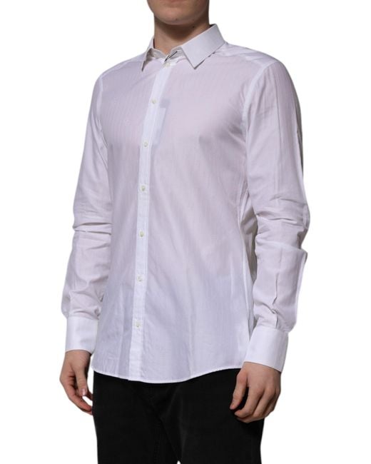Dolce & Gabbana Purple Cotton Martini Long Sleeve Formal Shirt for men