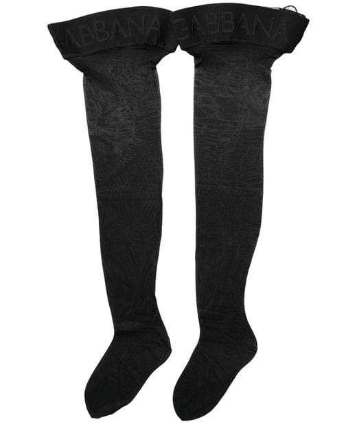 Dolce & Gabbana Black Nylon Logo Calf Long Accessory Socks